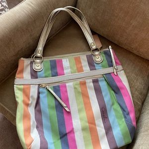 Coach Poppy Legacy Stripe Glam Tote